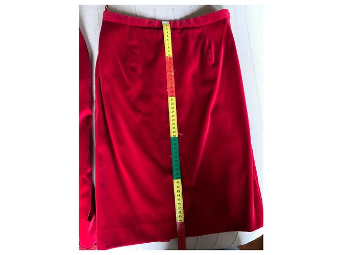 Autre Marque Completo giacca e gonna in velluto rosso - vista 6