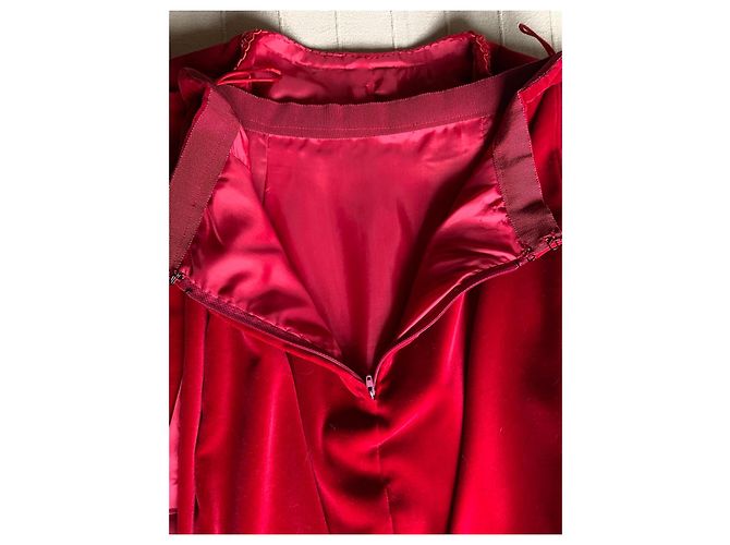 Autre Marque Completo giacca e gonna in velluto rosso - vista 7