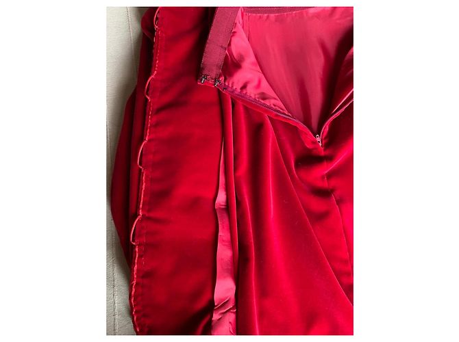 Autre Marque Completo giacca e gonna in velluto rosso - vista 8