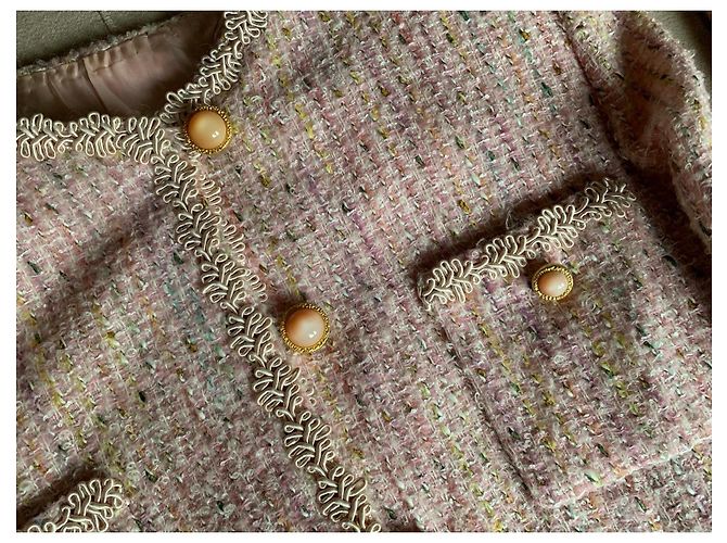 Autre Marque Tweed-Jacke und Rock-Set in Rosa Pink Mehrfarben - Ansicht 4