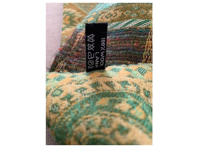 Basile Bufanda de lana con estampado paisley y rayas Azul - vista 3