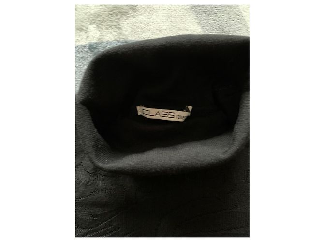 Autre Marque Schwarzer Rollkragenpullover mit floralem Muster Bordeaux - Ansicht 2