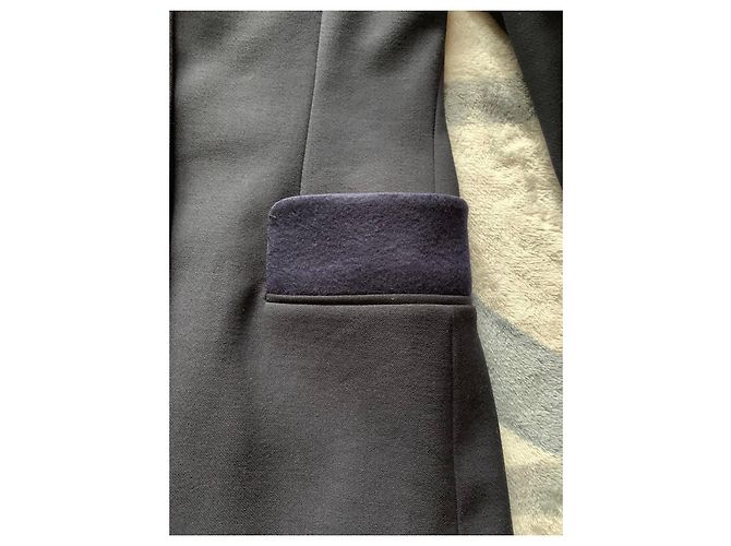 Moschino blaue Wolljacke mit Samt-Details - Ansicht 5