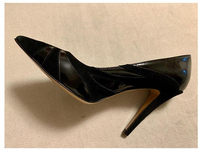 Roberto Cavalli Décolleté in vernice e camoscio nero Rosso - vista 5