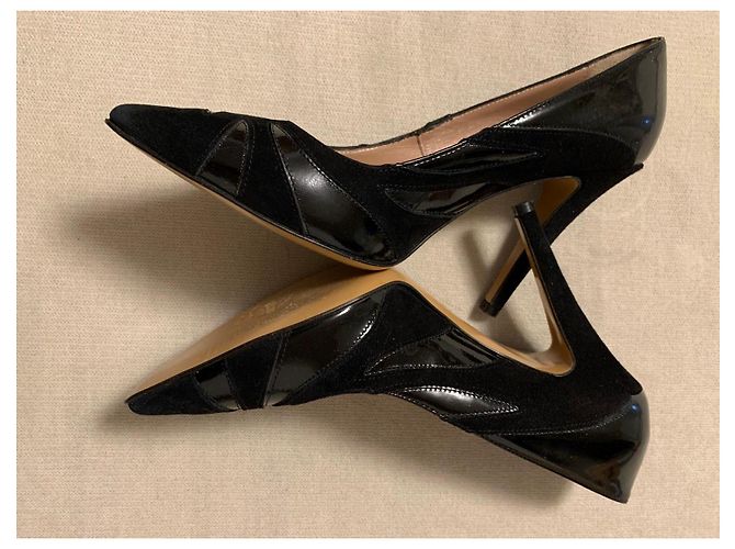 Roberto Cavalli Décolleté in vernice e camoscio nero Rosso - vista 6