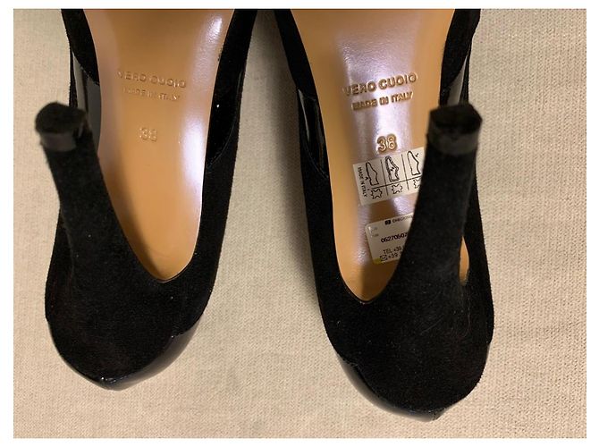 Roberto Cavalli Décolleté in vernice e camoscio nero Rosso - vista 8