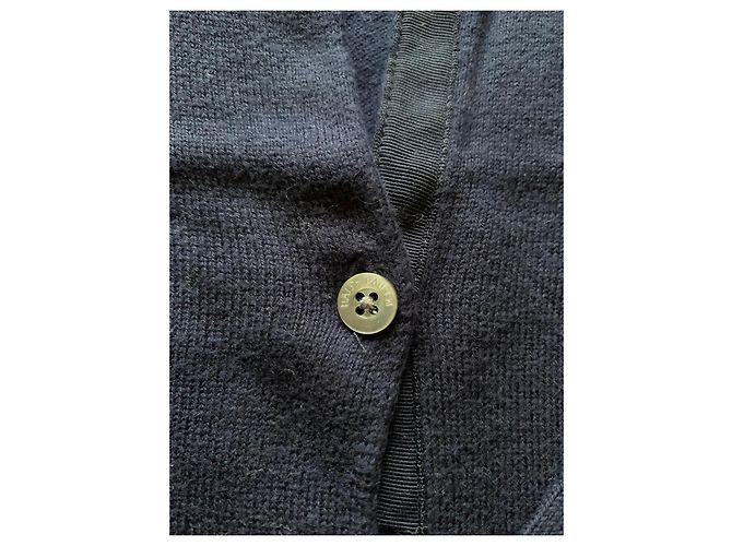 Autre Marque Navyblauer Wollcardigan mit Pony-Logo - Ansicht 4