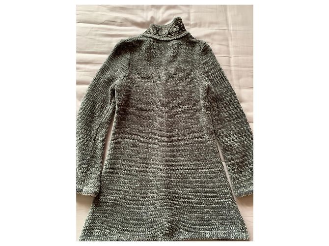 Autre Marque Grau melierter Wollcardigan mit dekorativen Knöpfen - Ansicht 7