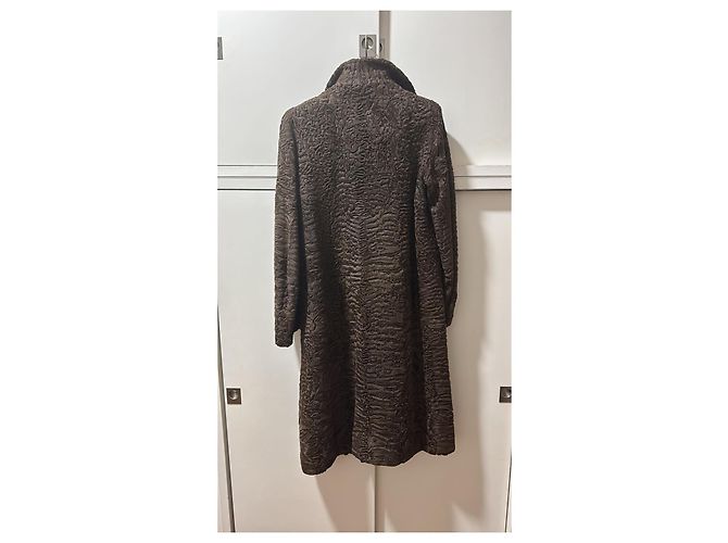 Autre Marque Abrigo de piel de astracán marrón Castaño - vista 2