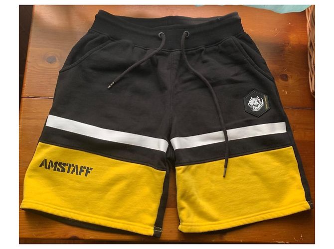Autre Marque Amstaff black and yellow sports shorts with dog print White - view 4