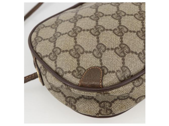 Borsa Sherry Line GG Supreme Web di GUCCI in PVC beige e oro 156 02 066 Auth BA11422 D'oro - vista 13