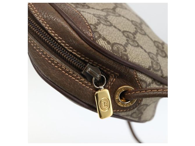 Borsa Sherry Line GG Supreme Web di GUCCI in PVC beige e oro 156 02 066 Auth BA11422 D'oro - vista 14