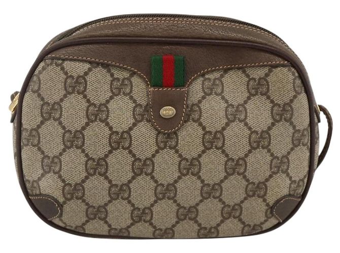 Borsa Sherry Line GG Supreme Web di GUCCI in PVC beige e oro 156 02 066 Auth BA11422 D'oro - vista 2