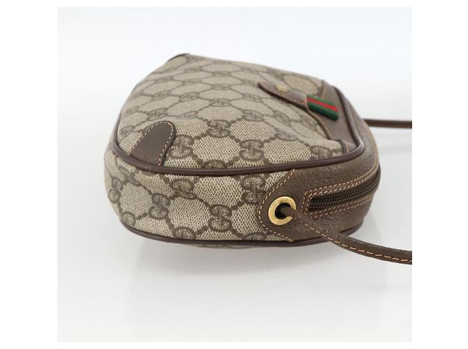 Borsa Sherry Line GG Supreme Web di GUCCI in PVC beige e oro 156 02 066 Auth BA11422 D'oro - vista 5