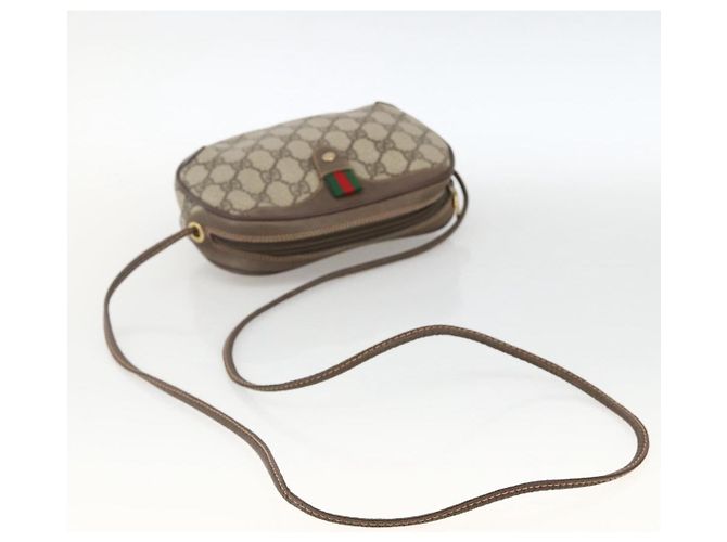 Borsa Sherry Line GG Supreme Web di GUCCI in PVC beige e oro 156 02 066 Auth BA11422 D'oro - vista 7