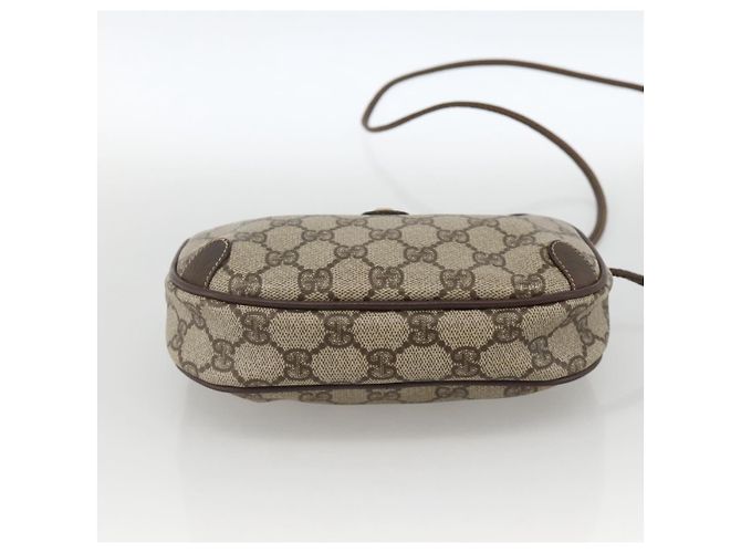 Borsa Sherry Line GG Supreme Web di GUCCI in PVC beige e oro 156 02 066 Auth BA11422 D'oro - vista 9