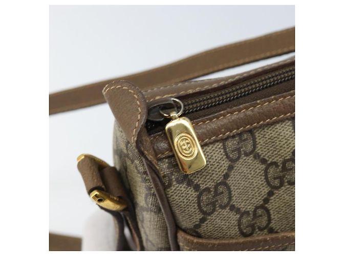 Gucci Borsa GG Supreme Web Sherry Line in PVC beige e oro 56 02 032 Auth ARZ158 D'oro - vista 14