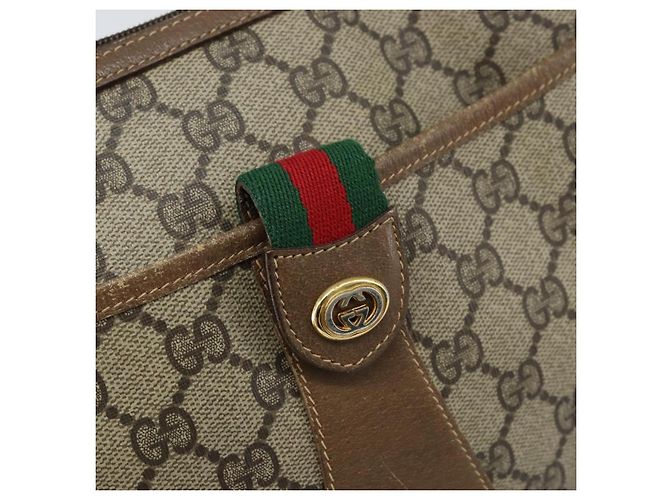 Gucci Borsa GG Supreme Web Sherry Line in PVC beige e oro 56 02 032 Auth ARZ158 D'oro - vista 15