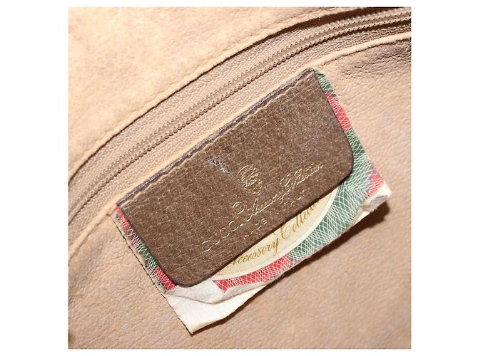 Gucci Borsa GG Supreme Web Sherry Line in PVC beige e oro 56 02 032 Auth ARZ158 D'oro - vista 16