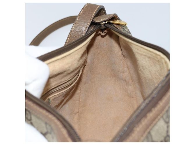 Gucci Borsa GG Supreme Web Sherry Line in PVC beige e oro 56 02 032 Auth ARZ158 D'oro - vista 18