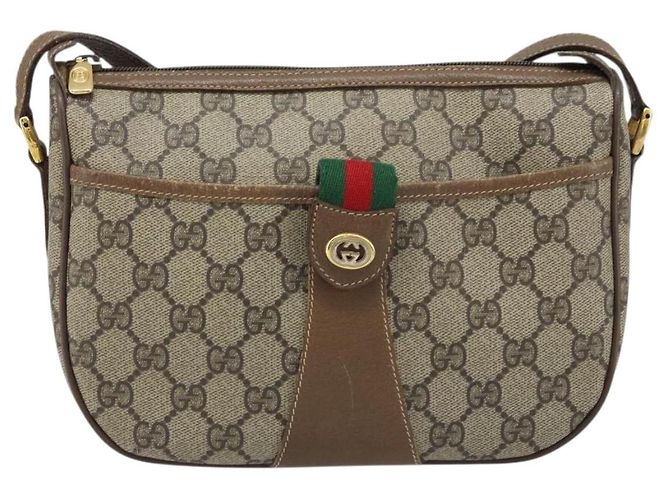 Gucci Borsa GG Supreme Web Sherry Line in PVC beige e oro 56 02 032 Auth ARZ158 D'oro - vista 2