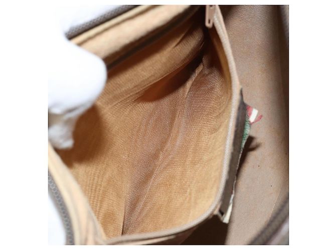 Gucci Borsa GG Supreme Web Sherry Line in PVC beige e oro 56 02 032 Auth ARZ158 D'oro - vista 21