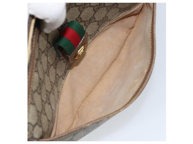 Gucci Borsa GG Supreme Web Sherry Line in PVC beige e oro 56 02 032 Auth ARZ158 D'oro - vista 22