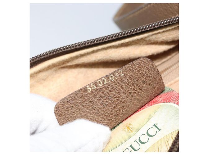 Gucci Borsa GG Supreme Web Sherry Line in PVC beige e oro 56 02 032 Auth ARZ158 D'oro - vista 23