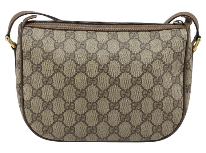 Gucci Borsa GG Supreme Web Sherry Line in PVC beige e oro 56 02 032 Auth ARZ158 D'oro - vista 3