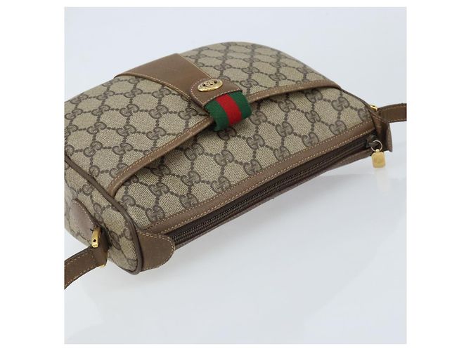 Gucci Borsa GG Supreme Web Sherry Line in PVC beige e oro 56 02 032 Auth ARZ158 D'oro - vista 6