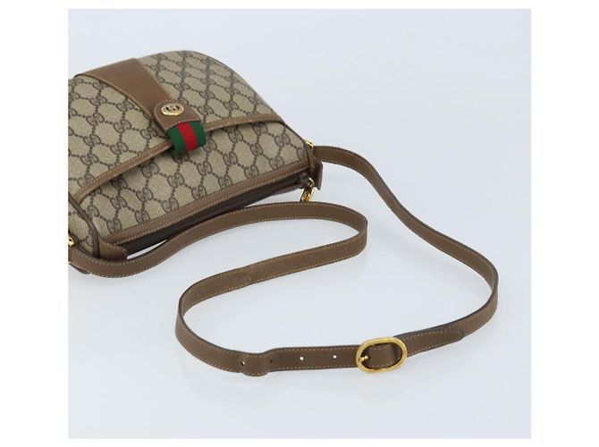 Gucci Borsa GG Supreme Web Sherry Line in PVC beige e oro 56 02 032 Auth ARZ158 D'oro - vista 7