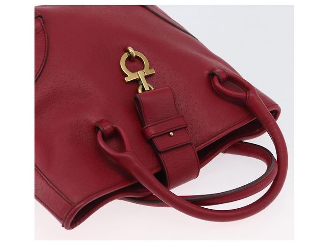Borsa a mano Gancini in pelle rossa e oro Auth ARZ035A di Salvatore Ferragamo Rosso D'oro - vista 6