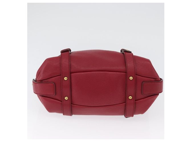 Borsa a mano Gancini in pelle rossa e oro Auth ARZ035A di Salvatore Ferragamo Rosso D'oro - vista 9
