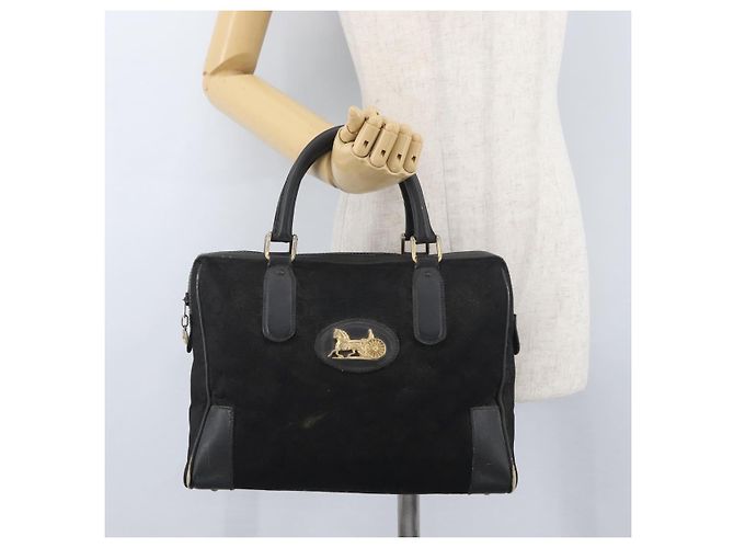 Céline Borsa a mano Celine C Sulky in tela nera e oro Auth ep13854 Nero D'oro - vista 22