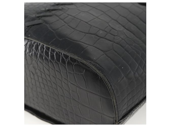 SAINT LAURENT Borsa a mano in pelle embossata Nera Oro Auth BSZ274 Nero D'oro - vista 10