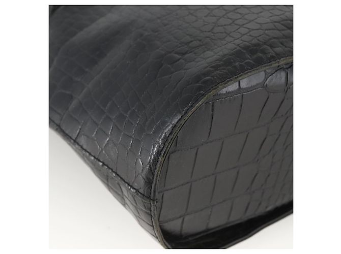 SAINT LAURENT Borsa a mano in pelle embossata Nera Oro Auth BSZ274 Nero D'oro - vista 11