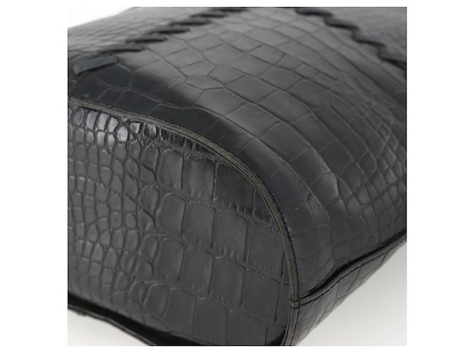 SAINT LAURENT Borsa a mano in pelle embossata Nera Oro Auth BSZ274 Nero D'oro - vista 12