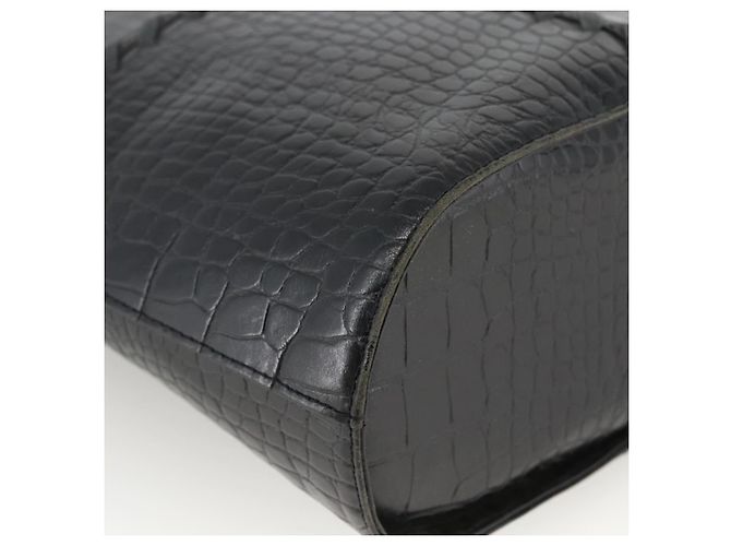 SAINT LAURENT Borsa a mano in pelle embossata Nera Oro Auth BSZ274 Nero D'oro - vista 13