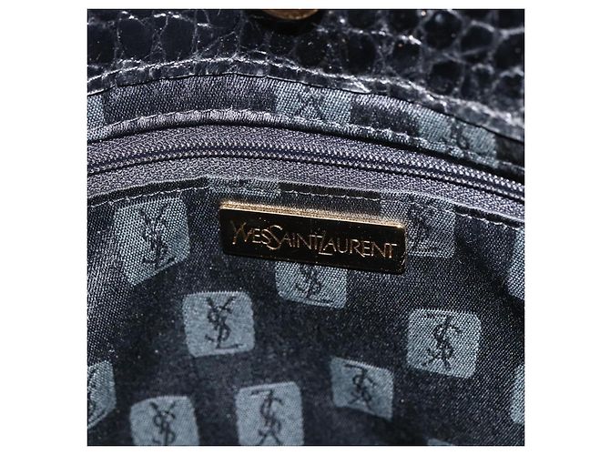 SAINT LAURENT Borsa a mano in pelle embossata Nera Oro Auth BSZ274 Nero D'oro - vista 14