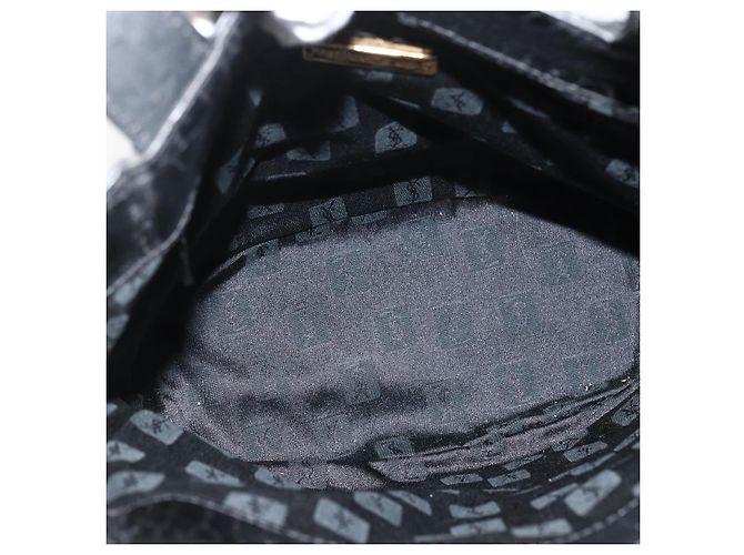 SAINT LAURENT Borsa a mano in pelle embossata Nera Oro Auth BSZ274 Nero D'oro - vista 15