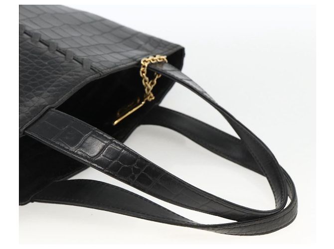 SAINT LAURENT Borsa a mano in pelle embossata Nera Oro Auth BSZ274 Nero D'oro - vista 7
