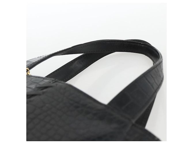 SAINT LAURENT Borsa a mano in pelle embossata Nera Oro Auth BSZ274 Nero D'oro - vista 8