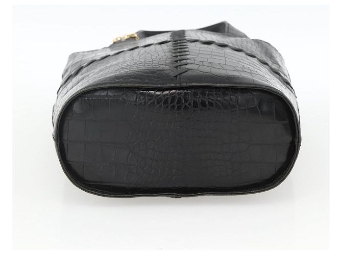SAINT LAURENT Borsa a mano in pelle embossata Nera Oro Auth BSZ274 Nero D'oro - vista 9
