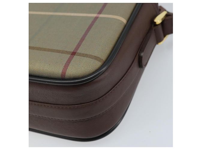 Borsa a Spalla Burberrys Nova Check in Tela Marrone Oro Auth bs33874 D'oro - vista 15