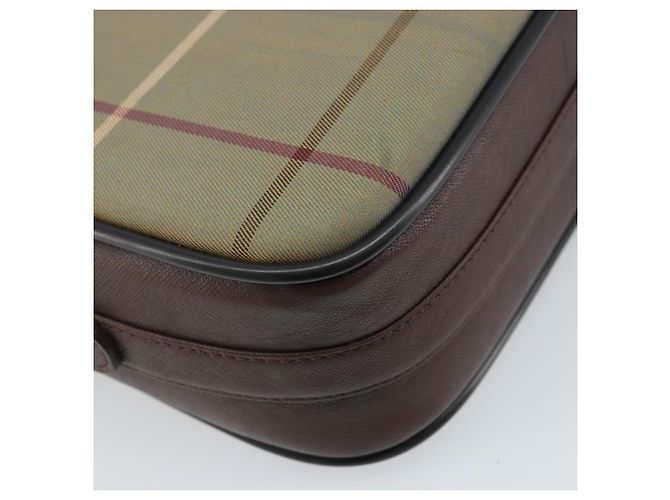 Borsa a Spalla Burberrys Nova Check in Tela Marrone Oro Auth bs33874 D'oro - vista 16