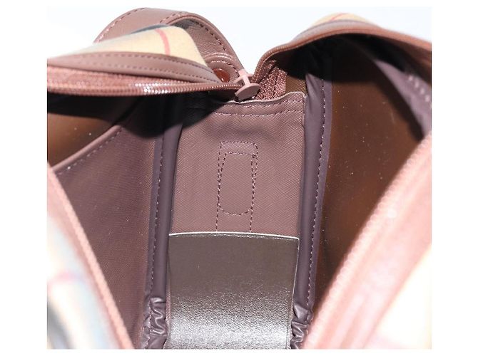 Borsa a Spalla Burberrys Nova Check in Tela Marrone Oro Auth bs33874 D'oro - vista 18