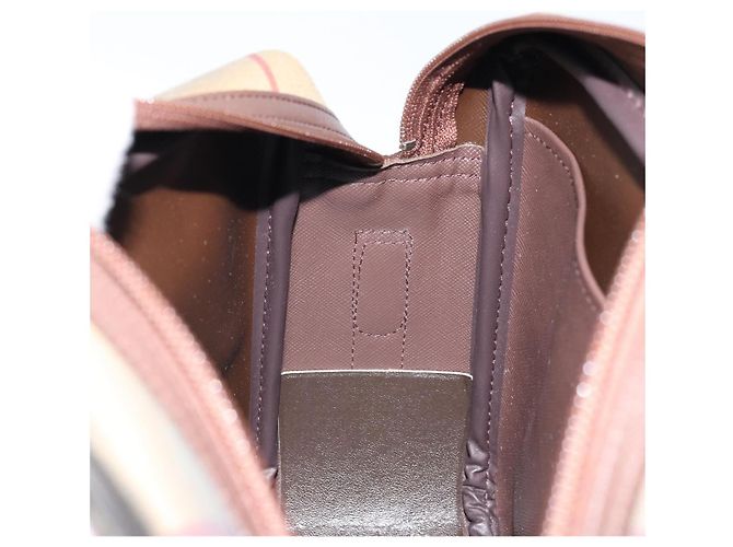 Borsa a Spalla Burberrys Nova Check in Tela Marrone Oro Auth bs33874 D'oro - vista 19
