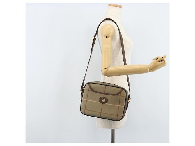 Borsa a Spalla Burberrys Nova Check in Tela Marrone Oro Auth bs33874 D'oro - vista 21