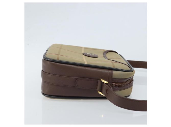 Borsa a Spalla Burberrys Nova Check in Tela Marrone Oro Auth bs33874 D'oro - vista 3