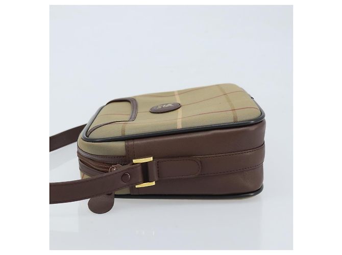 Borsa a Spalla Burberrys Nova Check in Tela Marrone Oro Auth bs33874 D'oro - vista 4